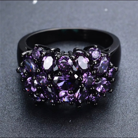 None Jewelry - New 18K Black Gold Amethyst Ring